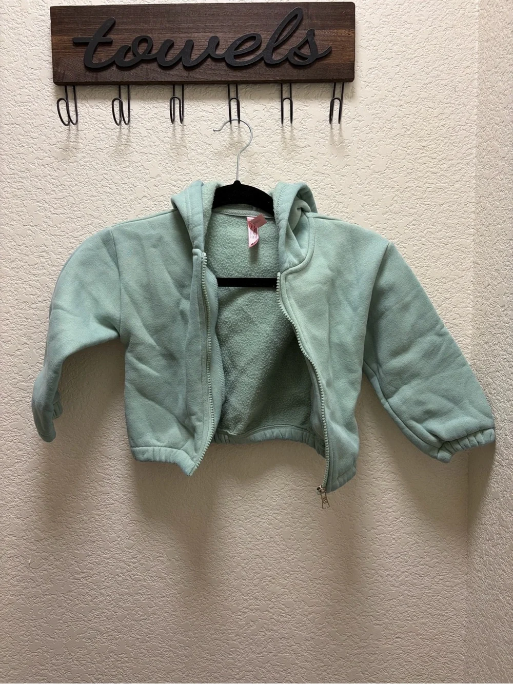 Kids Hooded Puffer Jacket in Mint - Lightweight Zip Front
